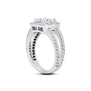 Halo-Akzentring 2,45 kt F/VS1 Princess-Schliff natürliche zertifizierte Diamanten Weißgold - Bild 1 von 16