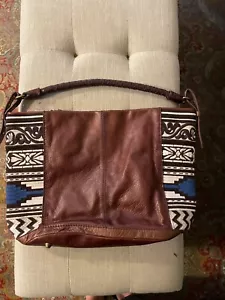 Isabella Fiore Colorful Embroidered Side Panels/Leather Shoulder Bag - Picture 1 of 6