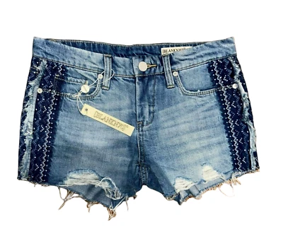 ¡NUEVO! Pantalones Cortos de Jean BLANK NYC HIKER SHORT Azul Boho Envejecido Talla 24 Foto 1 de 3