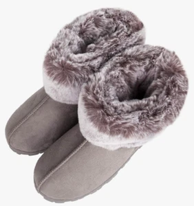 Jessica Simpson Medium (7/8) Microsuede Soft Bootie Slippers Indoor/Outdoor Sole - Picture 1 of 7