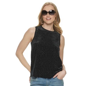 APT. Nuevo Blusa sin mangas de terciopelo elástico negra talla grande 9 para mujer nueva con etiquetas - Imagen 1 de 8