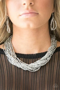Paparazzi Halskette - The Speed of STARLIGHT - Silber (passendes Armband verfügbar) - Bild 1 von 9