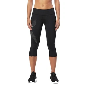 2XU Mid-Rise Compression Tights 3/4 Women's XS Black WA2865b Fitness Running - Picture 1 of 1