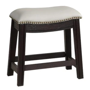 Poundex Furniture 18" Saddle Stool in Gray Faux Leather (Set of 2) - Picture 1 of 6