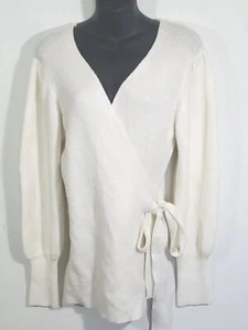 Kirundo Langarm-Pullover V-Ausschnitt Cross Wickelgürtel elfenbein XL  - Bild 1 von 8