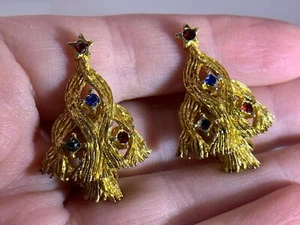 Weihnachten Set Weihnachtsbaum Strass Vintage Gold Ohrclip V-7337 - Bild 1 von 3