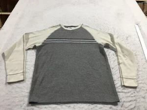 VTG Y2K Modern Culture Sweatshirt Mens L Large Gray Cream Blue Striped Crew Neck - Picture 1 of 12