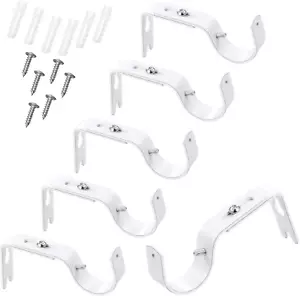 6 Pcs Curtain Rod Brackets Adjustable Holder Wall for 1 Inch Diameter Curtain Ro - Picture 1 of 11