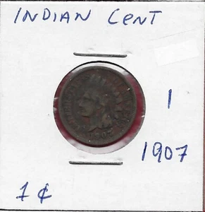 USA INDIAN HEAD 1 CENT 1907 LIBERTY WITH INDIAN HEADDRESS BEARING THE WORD LIBER - Picture 1 of 2