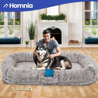 78" Sleeping Dog Bed Human Mat Pet Cushion Washable Plush Memory Foam Pillow Fur - Image 1 of 4
