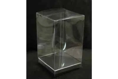 50 Clear PVC Boxes Silver Base Wedding Bomboniere Favour Cupcake Box 10x10x15cm - image 1 of 2