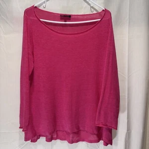 Eileen Fisher Organic Linen M Tunic Red long sleeve Gauze Lagenlook Boho - Picture 1 of 15