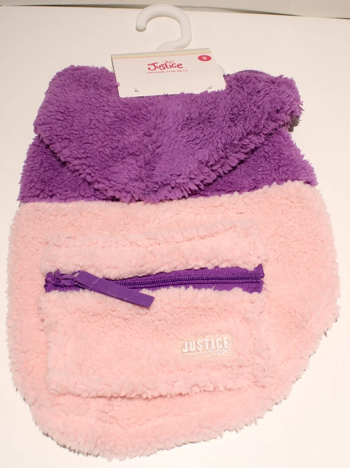 Justice Dog Apparel Polyester Sherpa Dog Hoodie Jacket Logo zip Pocket sz Small