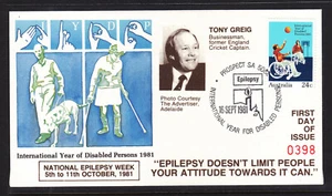 SOUVENIR COVER:  1981 NATIONAL EPILEPSY WEEK  "TONY GREIG" L/EDITION - Picture 1 of 1