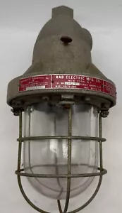 Vintage RAB Electric Lighting Fixture Explosion Proof 14” Steel Bomb Shelter - Picture 1 of 10
