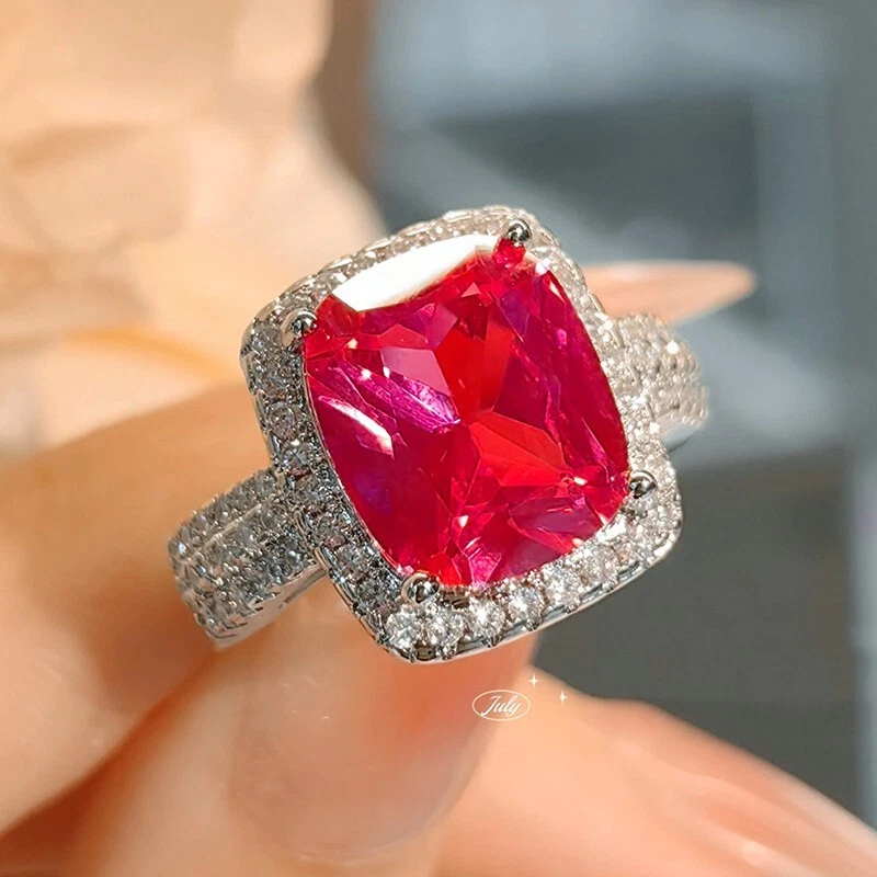 Nuevas joyas clásicas para madre piedras preciosas de corindón rojo anillos de plata de lujo para mujer Foto 1 de 4