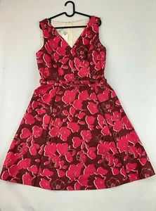 Neu Oscar de la Renta Fit Flare Kleid V-Ausschnitt Blumendruck Größe 10 - Bild 1 von 7