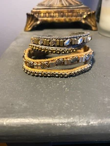 MADEWELL RHINESTONE STONE GEM METAL BRACELETS GOLD AND SILVER TWO - Picture 1 of 6