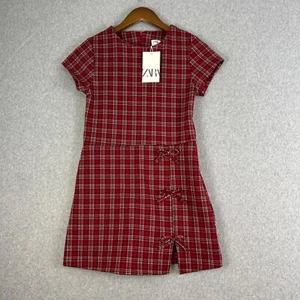 Zara Romper Girls' 13/14 Red Plaid Skirt Front Bows Short Sleeves Party NWT - Picture 1 of 15