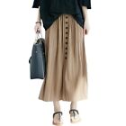 Korean Style Casual Loose Button Decoration Skirt Solid Women Pleated Skirt New