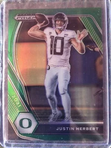 Justin Herbert 2021 Prizm Draft Picks #20 Green Prizm Los Angeles Chargers - Picture 1 of 6