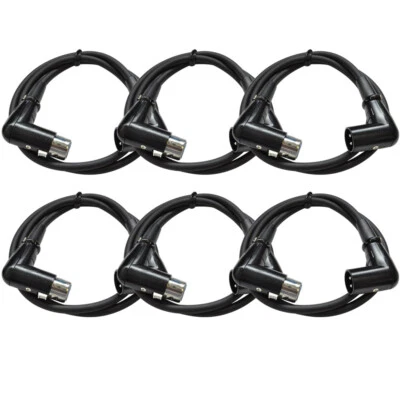 SEISMIC AUDIO 6 PACK of 3' Right Angle XLR Patch Cables - Image 1 of 4