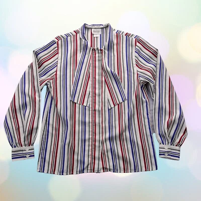 Blusa Leslie Fay Botón Mujer (10) Rayas/Textura Satén/Corbata Cuello/Mangas Largas Foto 1 de 4