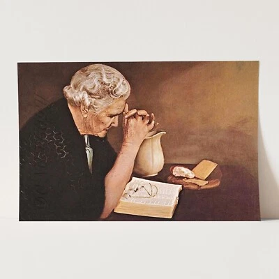Gratitud - Mujer orando por el pan diario Biblia arte de pared impresión póster Foto 1 de 4