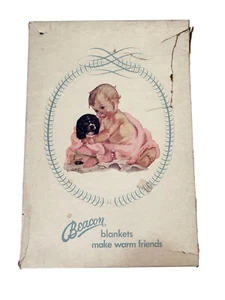 COUVERTURE BERCEAU BÉBÉ VINTAGE BEACON blanche avec BORD SATIN HOLLANDE GARÇON FILLE avec boite - Photo 1/7