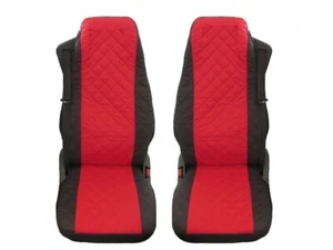 Diseñado para adaptarse a las fundas de asiento de camión Volvo FH12, FH16, FH3 (1+1) NEGRO ROJO - Imagen 1 de 1