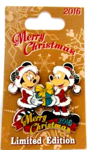 WALT DISNEY WORLD MERRY CHRISTMAS 2016 SANTA MICKEY & MINNIE MOUSE PIN - LE 5000 - Picture 1 of 2