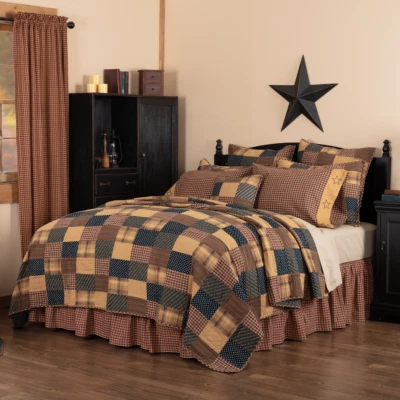 PATRIOTIC PATCH QUILT SET & ACCESSORIES. CHOOSE SIZE & ACCESSORIES. VHC BRANDS - Image 1 of 4