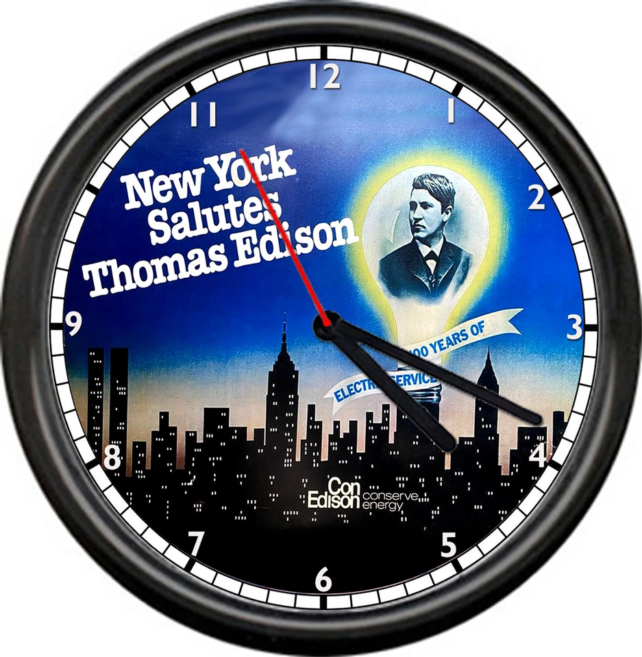 Con Edison Electric Company New York Salutes Thomas Electrician Sign Wall Clock - Image 1 of 1