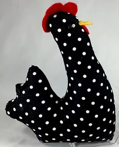 Chicken Hen Fabric Weighted Doorstop Shelf Sitter Polka Dot Farmhouse Cottage - Picture 1 of 4