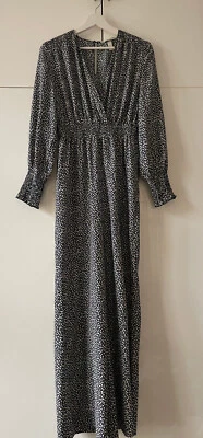 H&M  Overall Jumpsuit Blumenmuster 34-36 Langarm lang blau fließend neuwert - Bild 1 von 4