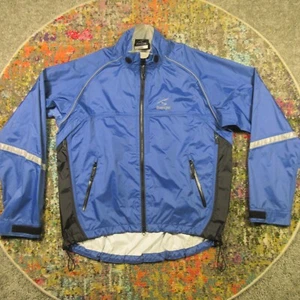 Showers Pass Rain Jacket Mens L Blue Light Reflective Seam Sealed Ripstop EUC - Picture 1 of 12