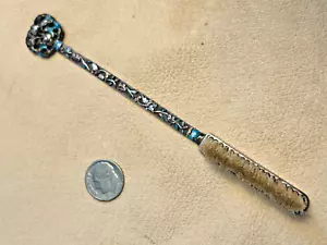 SELTEN DETAILLIERTE ANTIKE FRANZÖSISCHE STERLING/CLOISONNE/FILIGRANE BABYHAAR-/KLEIDERBÜRSTE - Bild 1 von 13