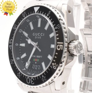 *EXCELENTE COMO NUEVO con caja* Reloj para hombre Gucci YA136301 esfera negra de buceo acero inoxidable - Imagen 1 de 14