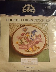 Vintage DMC SUMMER Country Diary of an Edwardian Lady Hooped Cross Stitch Kit - Picture 1 of 6