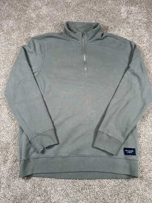 Ambercrombie & Fitch Men Essential Half-Zip Soft Fleece Sweatshirt Medium Green Foto 1 de 4