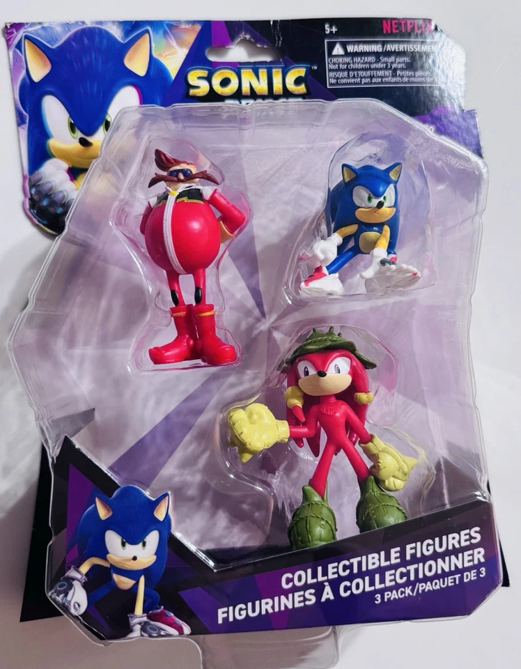 Paquete de 3 figuras Sonic Prime Mr. Dr. Eggman, New Yoke City Blue Sonic & Gnarly Foto 1 de 2