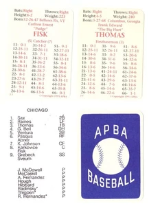 1992 APBA Season - CHICAGO WHITE SOX Team Set - Picture 1 of 1