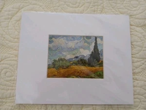Van Gogh Cypresses Wheat Field Canvas Art Reproduction Painting Decor 8 X 10 Mat - Picture 1 of 6