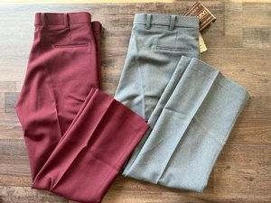 2 1970’s Vtg Levi’s Action Slacks New 38x31 Burgundy And Gray - Picture 1 of 16