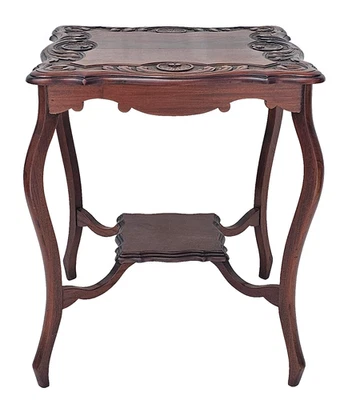 Antigua lámpara de mesa inglesa de caoba maciza c1890 - Carcasas talladas, patas descapotables Foto 1 de 4