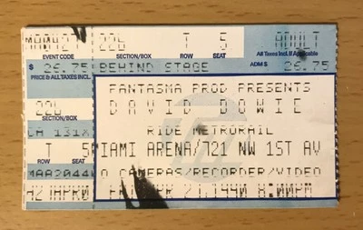 1990 DAVID BOWIE SOUND + VISION TOUR MIAMI CONCERT TICKET STUB ZIGGY STARDUST T5 - Image 1 of 2