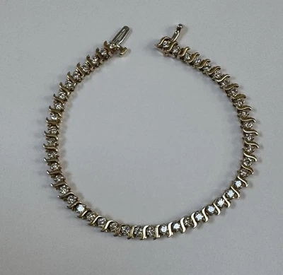 2.8 Ct Round Cut Natural Diamond Tennis Link Bracelet 14K Solid Yellow Gold - Image 1 of 4