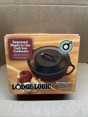 Lodge Cast Iron Serving Pot, 2 quarts, Non Stick, Black with Lid and Handles - Image 1 of 3