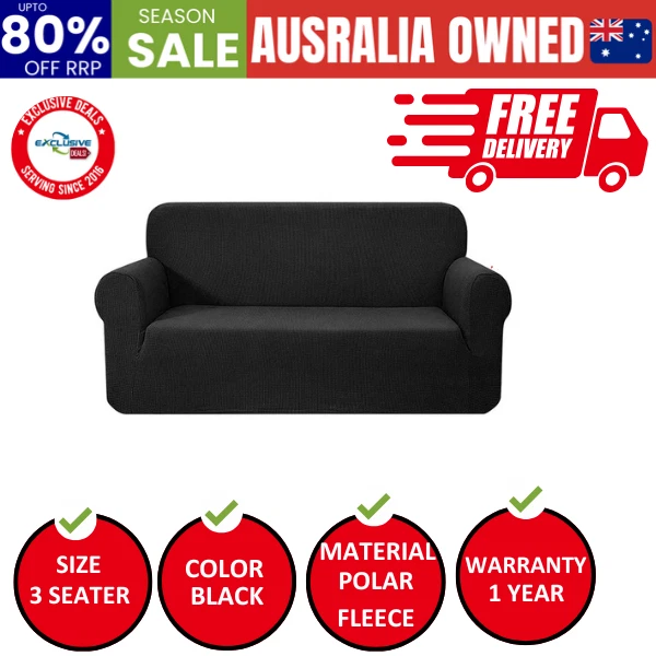 Artiss High Stretch Sofa Cover Couch Lounge Protector Slipcovers 3 Seater Black
