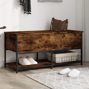 Storage Bench Smoked Oak Eng. wood & Metal 100x42.5x47 cm Storage Seat - Picture 1 of 5